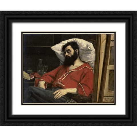 Convalescent Black Ornate Wood Framed Art Print with Double Matting by Carolus-Duran, Emile Auguste