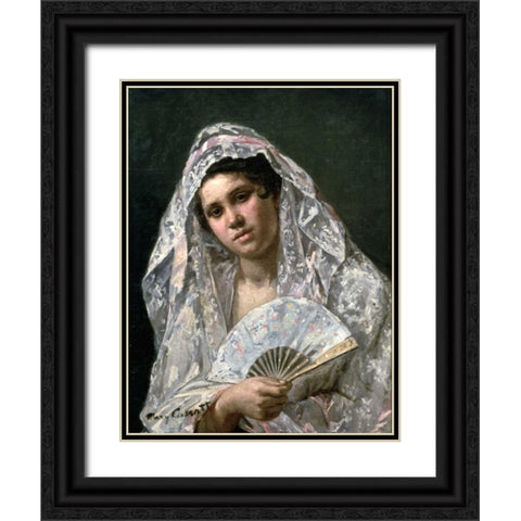 Spanish Dancer Black Ornate Wood Framed Art Print with Double Matting by Cassatt, Mary