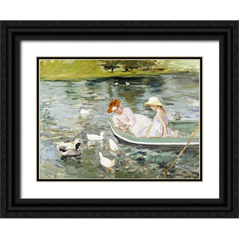 Summertime Black Ornate Wood Framed Art Print with Double Matting by Cassatt, Mary