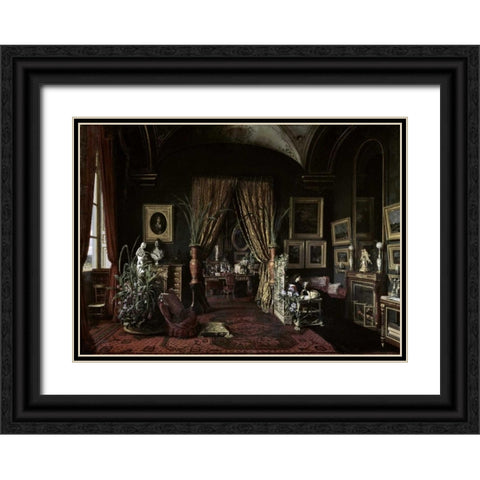 Empress Eugenie In The Salon at Tuileries Black Ornate Wood Framed Art Print with Double Matting by Castiglione, Giuseppe