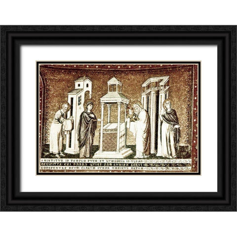 Presentation In The Temple Black Ornate Wood Framed Art Print with Double Matting by Cavallini, Pietro