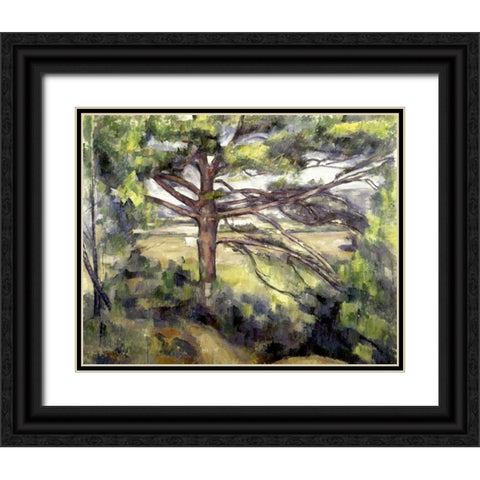 Great Pine and Red Earth Black Ornate Wood Framed Art Print with Double Matting by Cezanne, Paul
