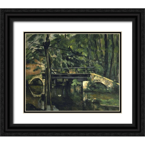 The Bridge at Maincy - Le Pont de Maincy Black Ornate Wood Framed Art Print with Double Matting by Cezanne, Paul