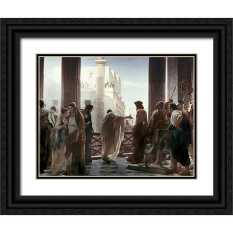 Ecce Homo Black Ornate Wood Framed Art Print with Double Matting by Ciseri, Antonio
