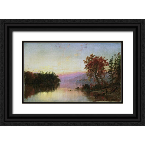 Greenwood Lake at Twilight Black Ornate Wood Framed Art Print with Double Matting by Cropsey, Jasper Francis