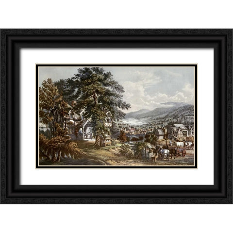 Home of Evangeline-Acadian Land Black Ornate Wood Framed Art Print with Double Matting by Currier and Ives