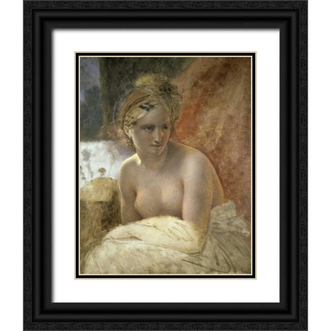 Odalisque Black Ornate Wood Framed Art Print with Double Matting by De Roucy-Trioson, Anne Girodet