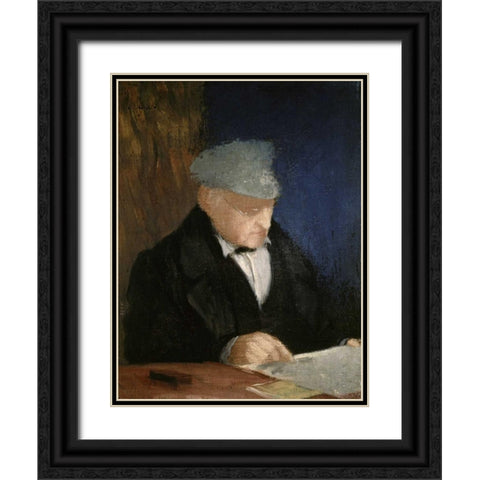 Auguste, the Artists Father Black Ornate Wood Framed Art Print with Double Matting by Degas, Edgar