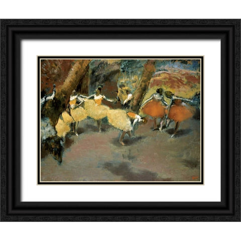 Before the Performance Black Ornate Wood Framed Art Print with Double Matting by Degas, Edgar