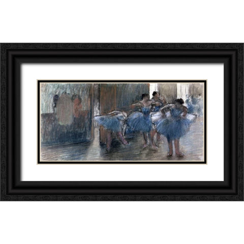 Dancers Black Ornate Wood Framed Art Print with Double Matting by Degas, Edgar