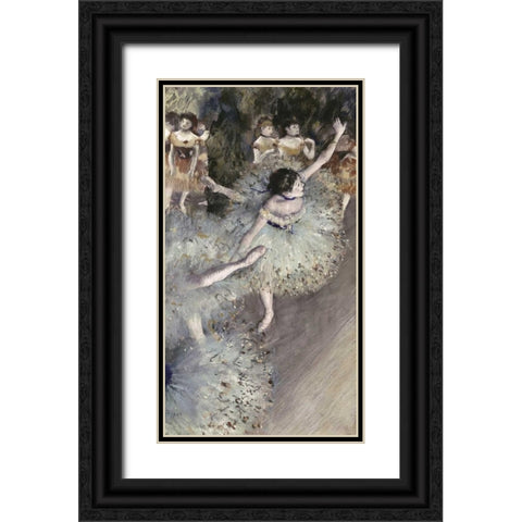 Danseuse Basculant - Danseuse Verte Black Ornate Wood Framed Art Print with Double Matting by Degas, Edgar