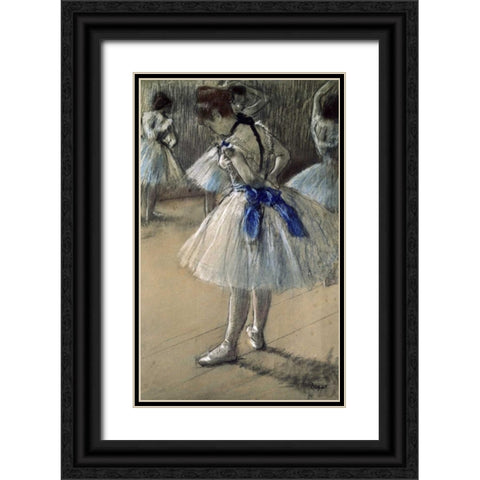 Danseuse, Dancer, Pastel/Char/Chalk Black Ornate Wood Framed Art Print with Double Matting by Degas, Edgar