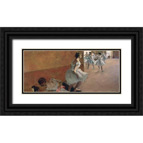 Danseuses montant un escalier, 1886-1890 Black Ornate Wood Framed Art Print with Double Matting by Degas, Edgar