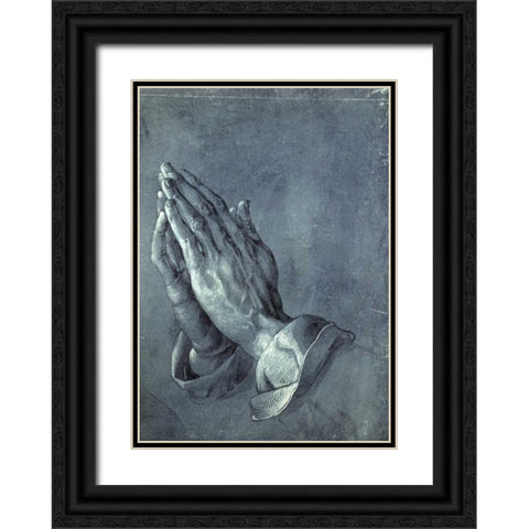 Praying Hands Black Ornate Wood Framed Art Print with Double Matting by Durer, Albrecht