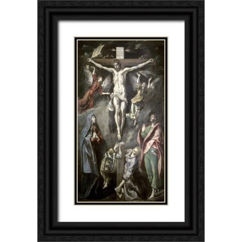 Crucifixion Black Ornate Wood Framed Art Print with Double Matting by El Greco