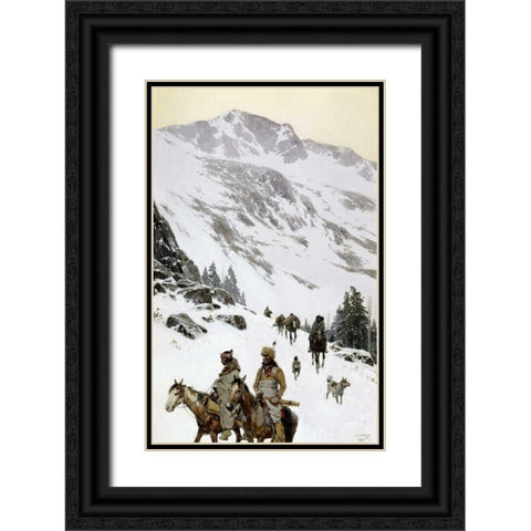 Over The Divide Black Ornate Wood Framed Art Print with Double Matting by Farny, Henry Francois