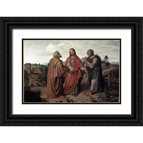 Walk To Emmaus Black Ornate Wood Framed Art Print with Double Matting by Feuhrich, Joseph