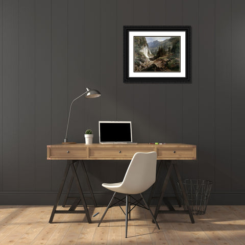 Mountain Landscape Black Ornate Wood Framed Art Print with Double Matting by Fueschel, Herman