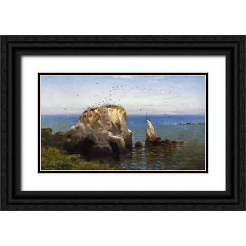 Rocks On The Sonoma Coast, California Black Ornate Wood Framed Art Print with Double Matting by Gifford, Robert Swain