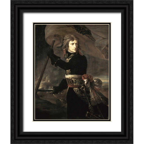 Napoleon On The Bridge at Arcole Black Ornate Wood Framed Art Print with Double Matting by Gros, Antoine-Jean