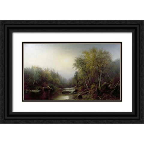 Adirondack Landscape Black Ornate Wood Framed Art Print with Double Matting by Hekking, Joseph Antonio
