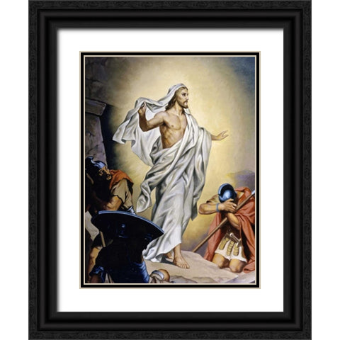 The Resurrection of Jesus Black Ornate Wood Framed Art Print with Double Matting by Hofmann, Heinrich