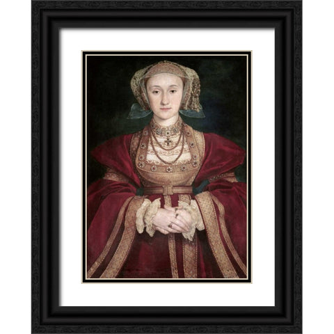 Anne of Cleves Black Ornate Wood Framed Art Print with Double Matting by Holbein, Hans