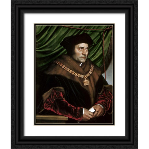 Sir Thomas More Black Ornate Wood Framed Art Print with Double Matting by Holbein, Hans