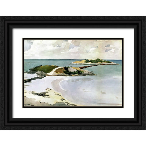 Gallows Island Black Ornate Wood Framed Art Print with Double Matting by Homer, Winslow
