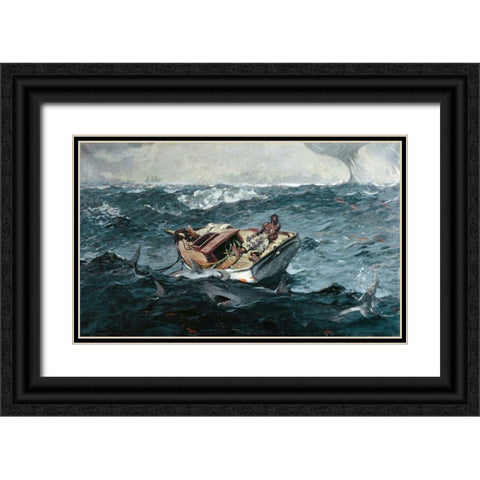 Gulf Stream Black Ornate Wood Framed Art Print with Double Matting by Homer, Winslow
