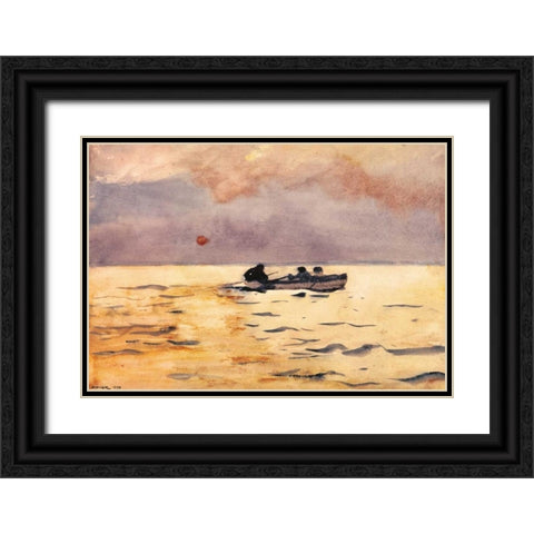 Rowing Home Black Ornate Wood Framed Art Print with Double Matting by Homer, Winslow