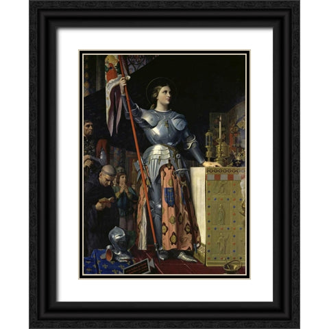 Joan of Arc at the Coronation of Charles VII Black Ornate Wood Framed Art Print with Double Matting by Ingres, Jean Auguste-Dominique