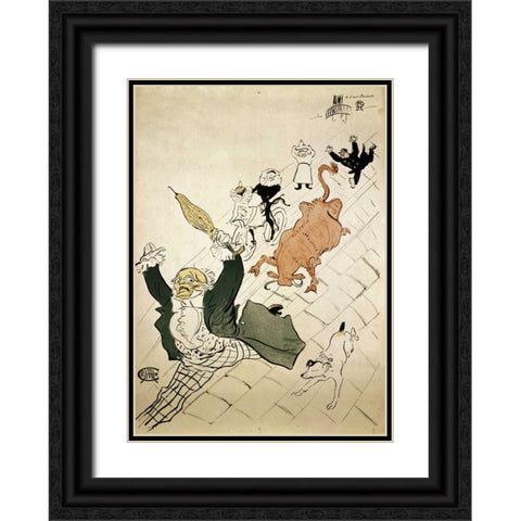 La Vache Enragee Black Ornate Wood Framed Art Print with Double Matting by Toulouse-Lautrec, Henri