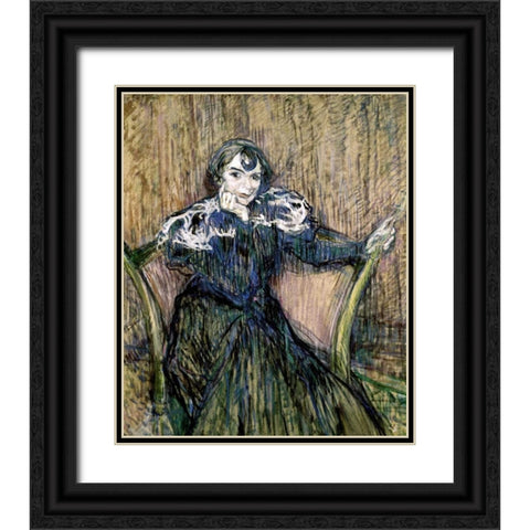 Madame Berthe Bady Black Ornate Wood Framed Art Print with Double Matting by Toulouse-Lautrec, Henri