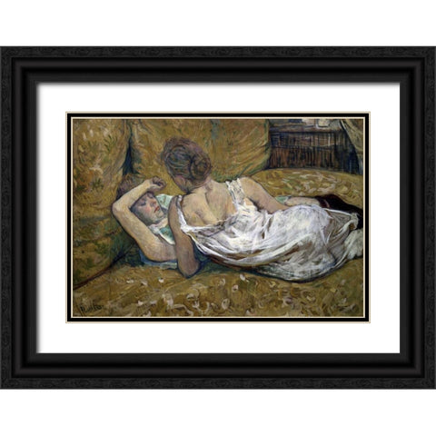Two Friends Black Ornate Wood Framed Art Print with Double Matting by Toulouse-Lautrec, Henri