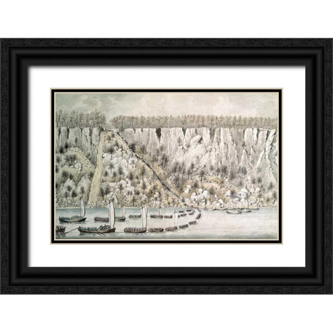 Landing of The British Forces In The Jerseys Black Ornate Wood Framed Art Print with Double Matting by Rawdon, Lord