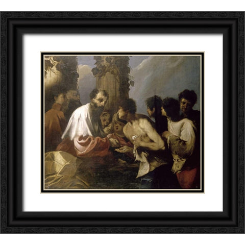 Parable of The Laborers In The Vineyards Black Ornate Wood Framed Art Print with Double Matting by Maffei, Francesco