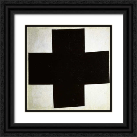 Black Cross Black Ornate Wood Framed Art Print with Double Matting by Malevich, Kazimir