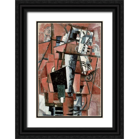 Lady By The Piano Black Ornate Wood Framed Art Print with Double Matting by Malevich, Kazimir