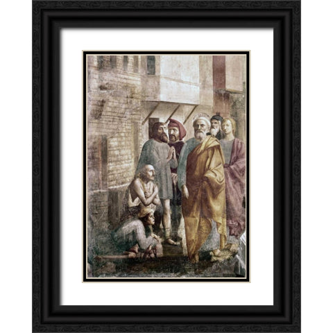 St. Peter Healing The Sick With His Shadow Black Ornate Wood Framed Art Print with Double Matting by Massaccio