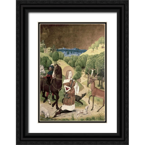 Conversion of St. Hubert Black Ornate Wood Framed Art Print with Double Matting by Master of Werden