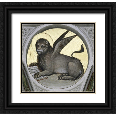 Saint Mark As a Lion Black Ornate Wood Framed Art Print with Double Matting by De Menabuoi, Giusto