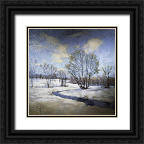 Old Willow and Brook Black Ornate Wood Framed Art Print with Double Matting by Metcalf, Willard Leory