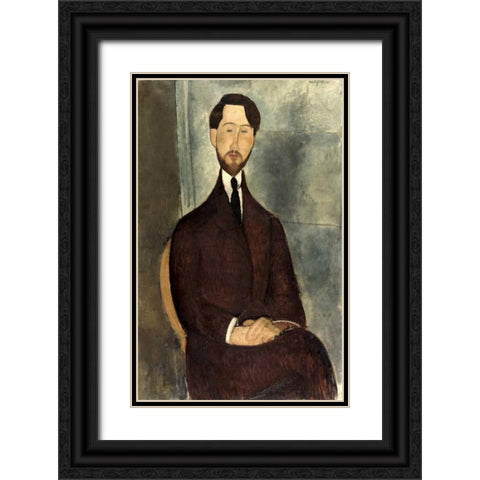 Leopold Zborowski Black Ornate Wood Framed Art Print with Double Matting by Modigliani, Amedeo