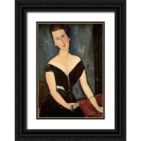 Madame G. Van Muyden Black Ornate Wood Framed Art Print with Double Matting by Modigliani, Amedeo