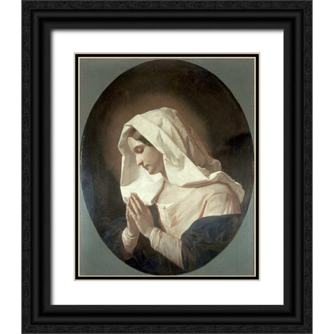Madonna In Prayer Black Ornate Wood Framed Art Print with Double Matting by Molteni, Giuseppe