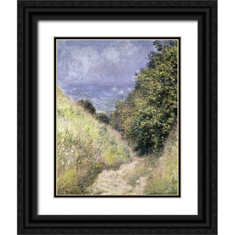Chemin de la Cavee, Pourville Black Ornate Wood Framed Art Print with Double Matting by Monet, Claude