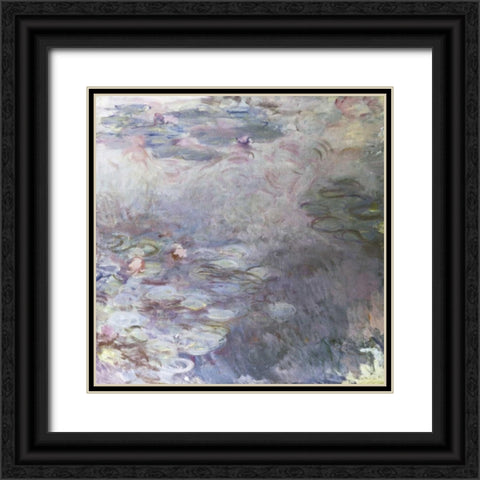 Pale Water Lilies - Nympheas clairs, c. 1917-25 Black Ornate Wood Framed Art Print with Double Matting by Monet, Claude