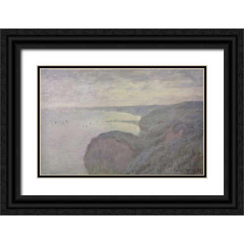 Shores Black Ornate Wood Framed Art Print with Double Matting by Monet, Claude