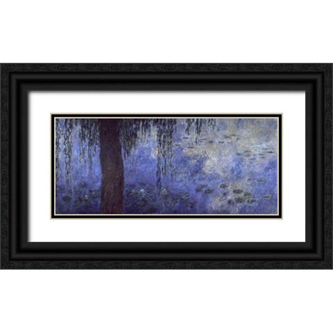 Water Lilies: Morning with Willows, c. 1918-26 - right panel Black Ornate Wood Framed Art Print with Double Matting by Monet, Claude